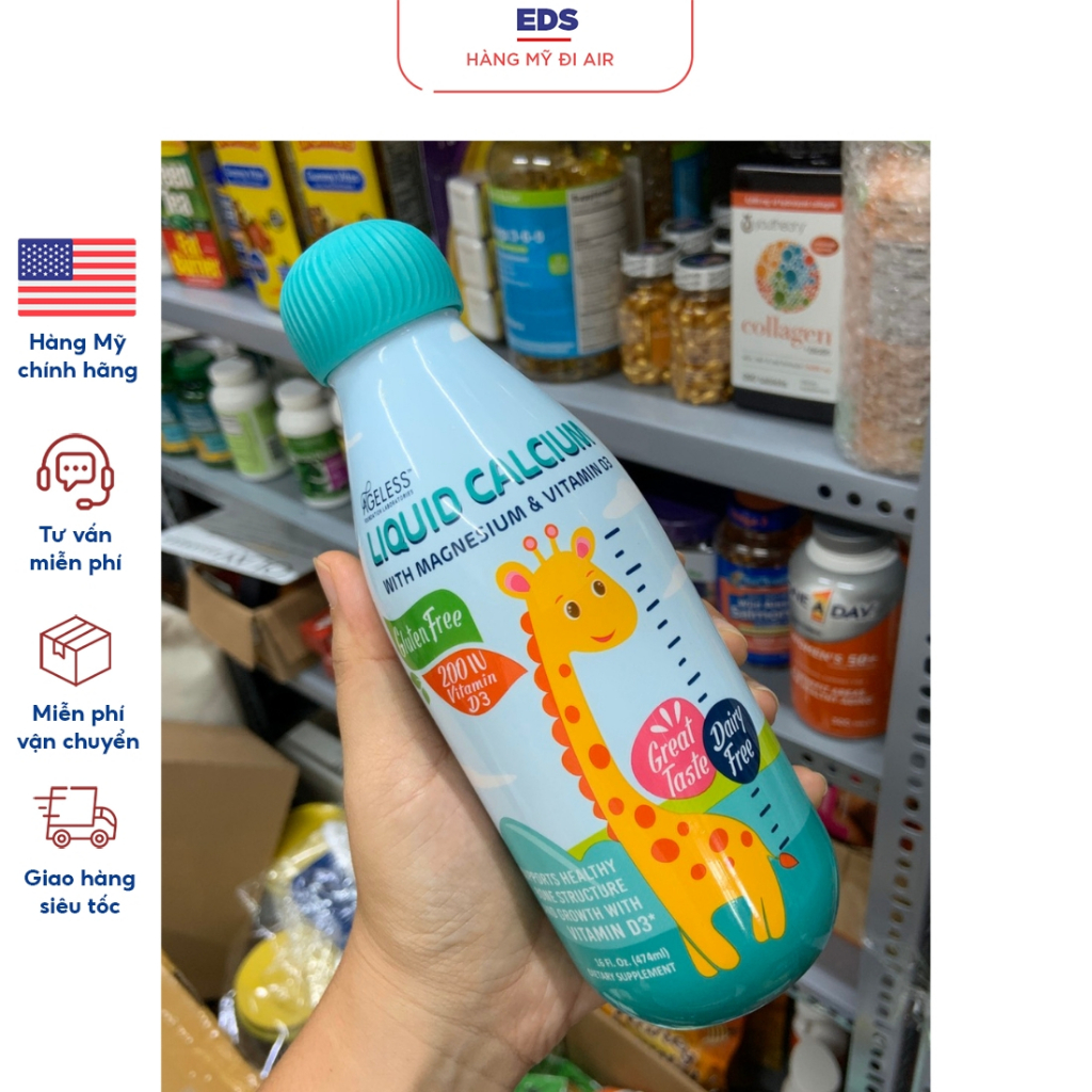 Canxi nước date 2025 Naturade Liquid Calcium With Magnesium & Vitamin D3 - EDS Hàng Mỹ Đi Air