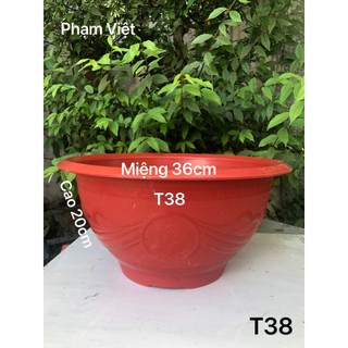 {5 Cái} Chậu Nhựa Truyền Thống T48 Trồng Cây Màu Đỏ Gạch 46x23
