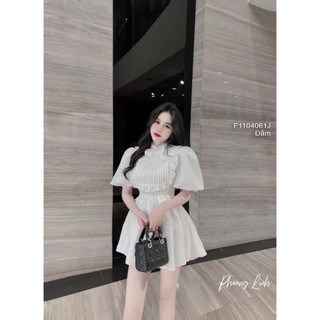 Đầm tiểu thư pha ren phối viền bèo tay phồng có lót ngực cực xinh