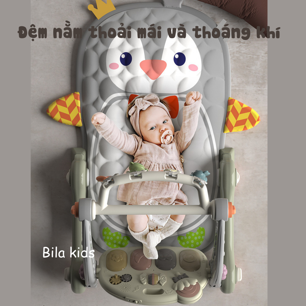 Thảm nhạc cho bé sơ sinh kiêm xe tập đi 3IN1có nhạc đàn piano, bé nằm nghe nhạc phát triển thính giác BILA KIDS
