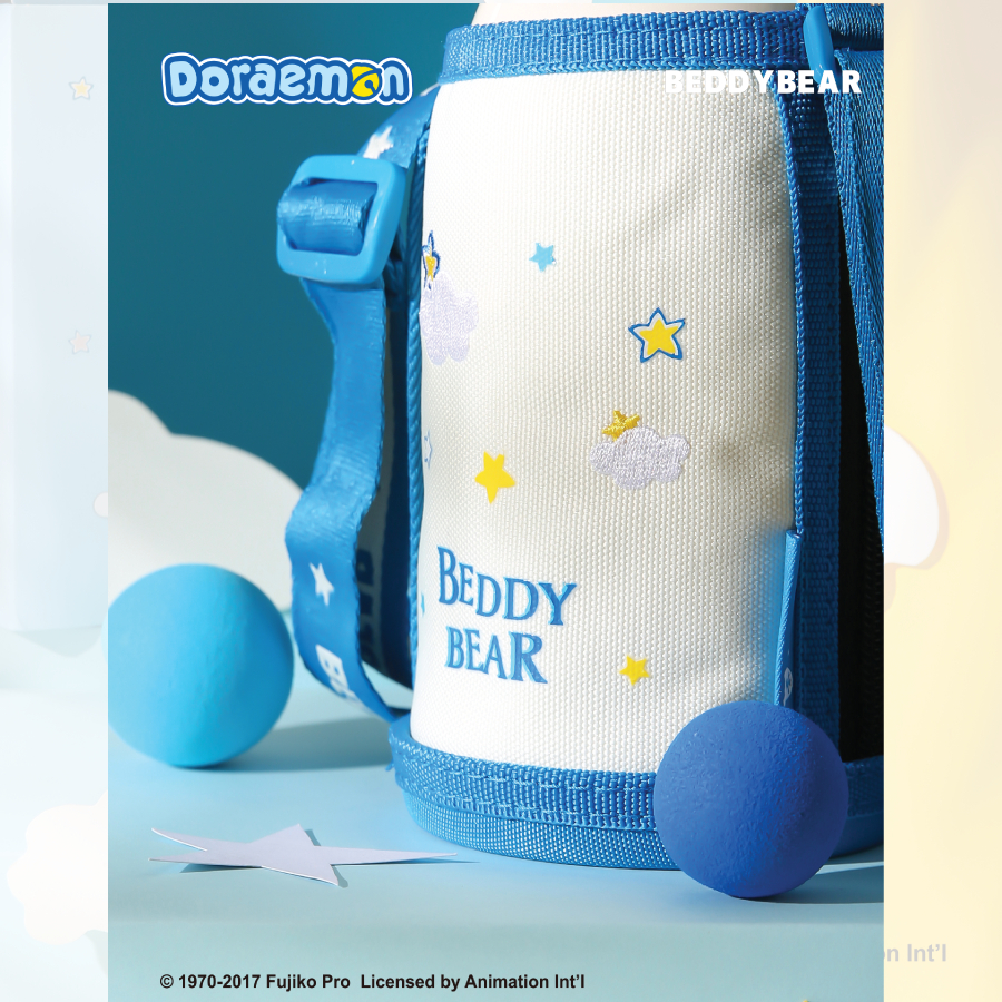 Bình giữ nhiệt cho Bé Doraemon xanh - Chính hãng 100% BeddyBear - Dung tích 600 ml - 2 Nắp thay thế - Inox 316 -bh 1 năm
