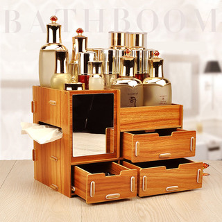 Kệ đựng đồ trang điểm mỹ phẩm bằng gỗ ep có gương nhiều màu
