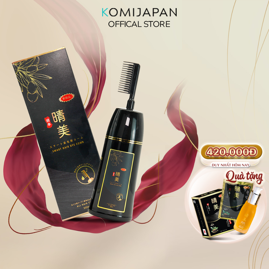 Nhuộm phủ bạc dạng lược KOMI japan nhuộm tóc thảo dược chai 350ml