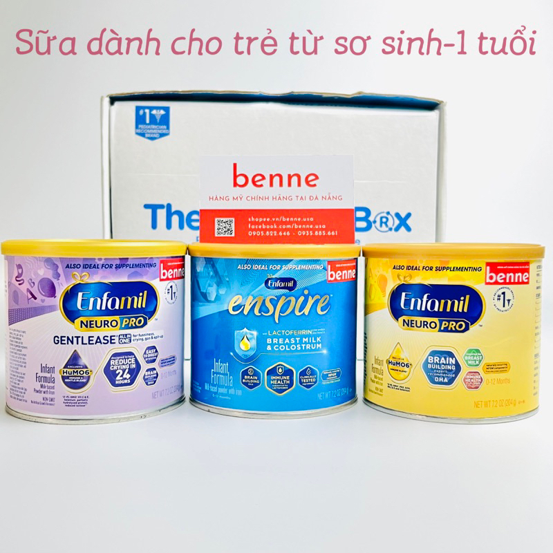 Sữa bột Enfamil Infant Formula NeutroPro / Enspire / Gentlease 204g của Mỹ