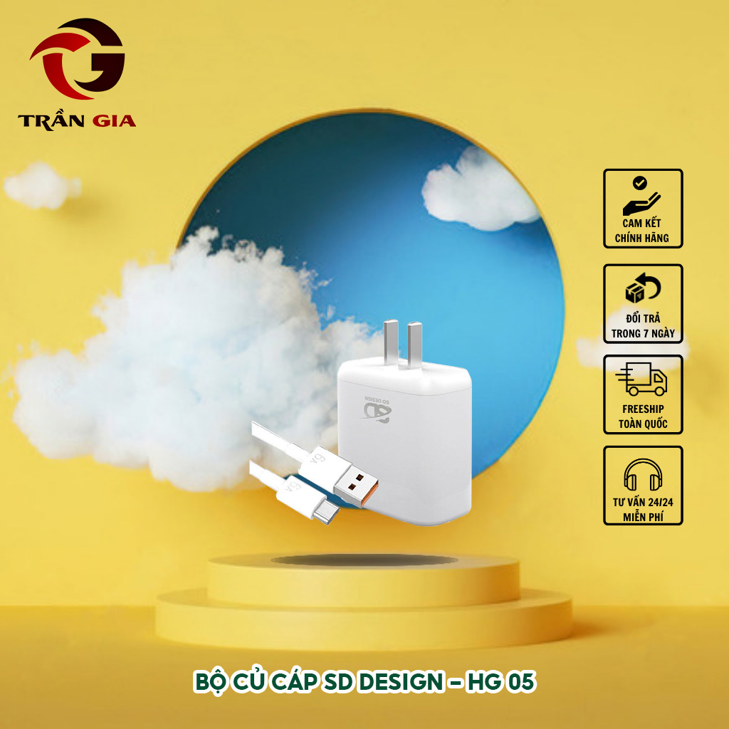 Bộ Củ Cáp Sạc Siêu Nhanh SD DESIGN - HG 05 chân Type - C sạc nhanh an toàn cho android