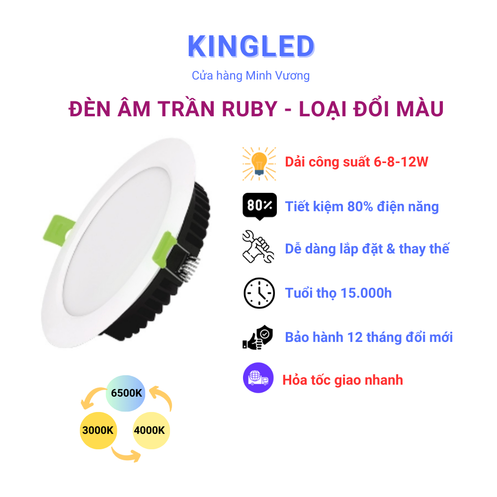 Đèn âm trần Kingled Ruby đổi màu