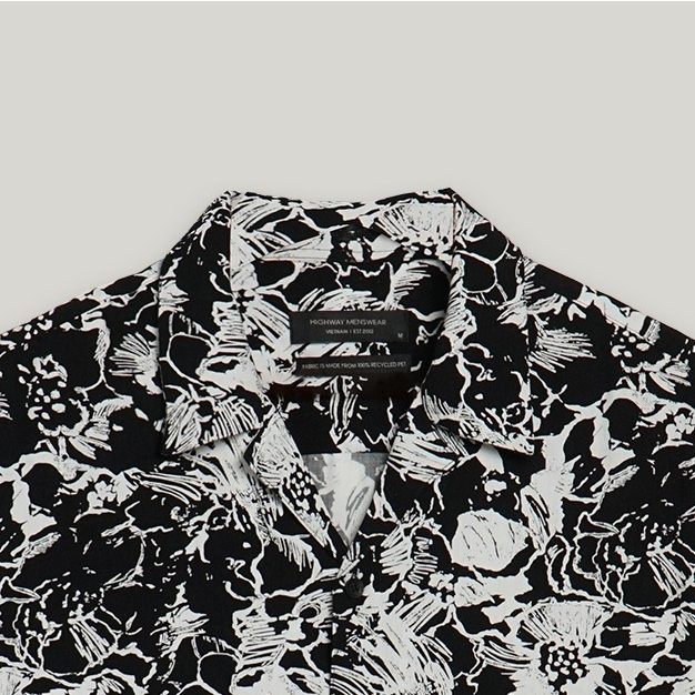 Áo sơ mi ngắn tay nam họa tiết Highway  Grayscale