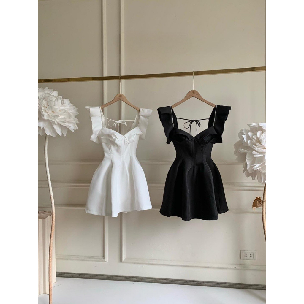 (Có BigSize) Đầm Váy Cúp Ngực Kết Đá Vai Chít Li Eo Form Xòe Siêu XInh CVA20003