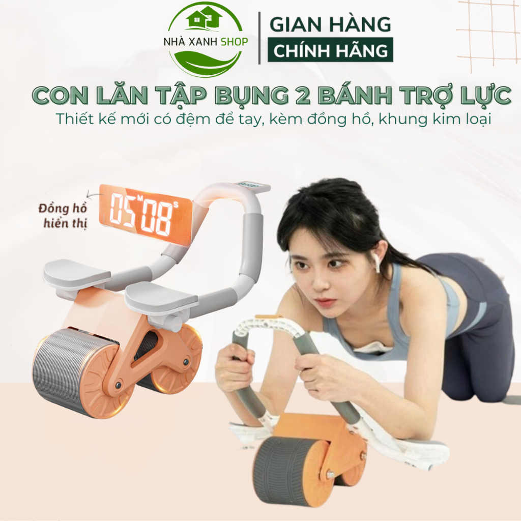 Con lăn trợ lực, con lăn tập bụng tại nhà thế hệ mới 2 bánh thiết kế mới có chỗ để tay tiện dụng, chất liệu cao cấp