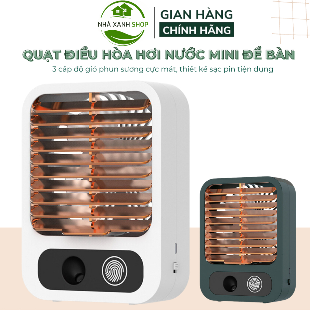Quạt điều hoà hơi nước mini để bàn, quạt phun sương mini sạc tích điện dung tích bình chứa nước 150ml, bảo hành 12 tháng