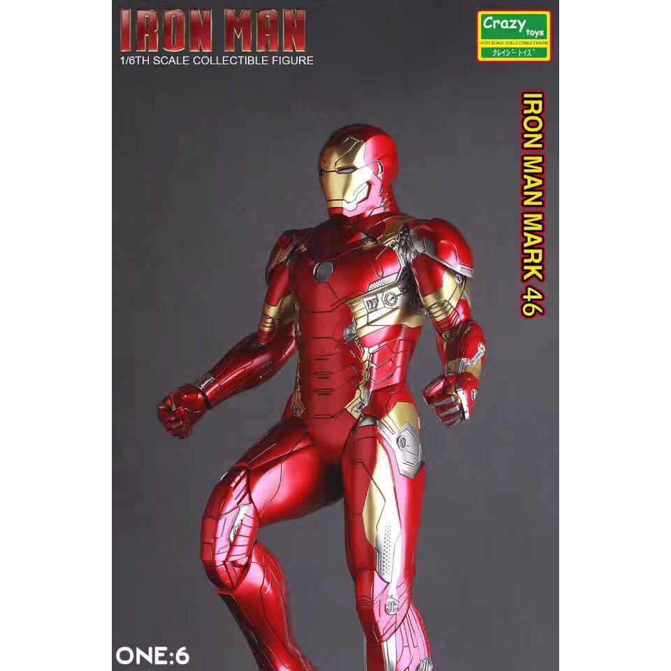 Mô hình Iron Man Tony Stark bộ giáp MK46 chính hãng Crazytoys - Tỷ lệ 1:6 - 30 cm