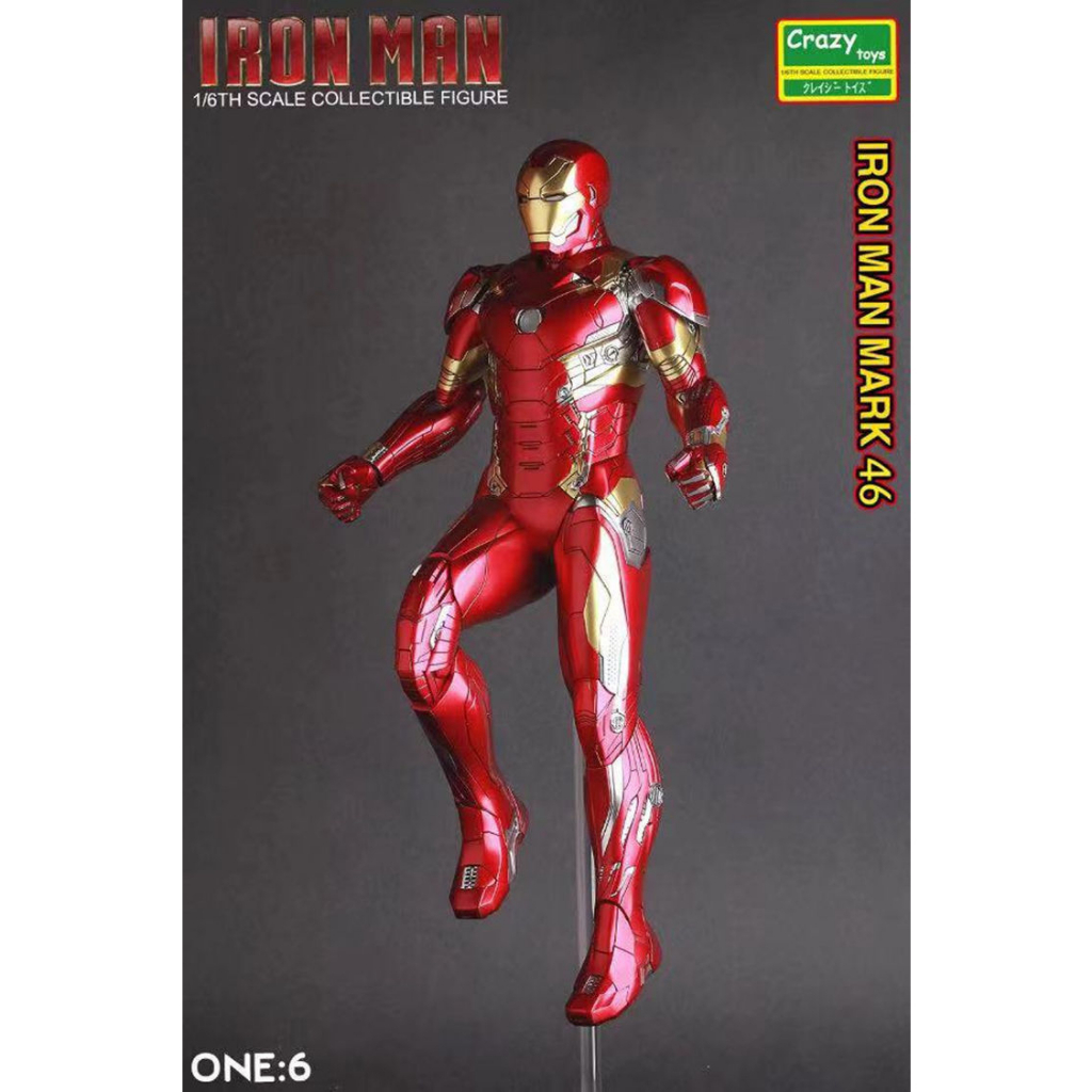Mô hình Iron Man Tony Stark bộ giáp MK46 chính hãng Crazytoys - Tỷ lệ 1:6 - 30 cm