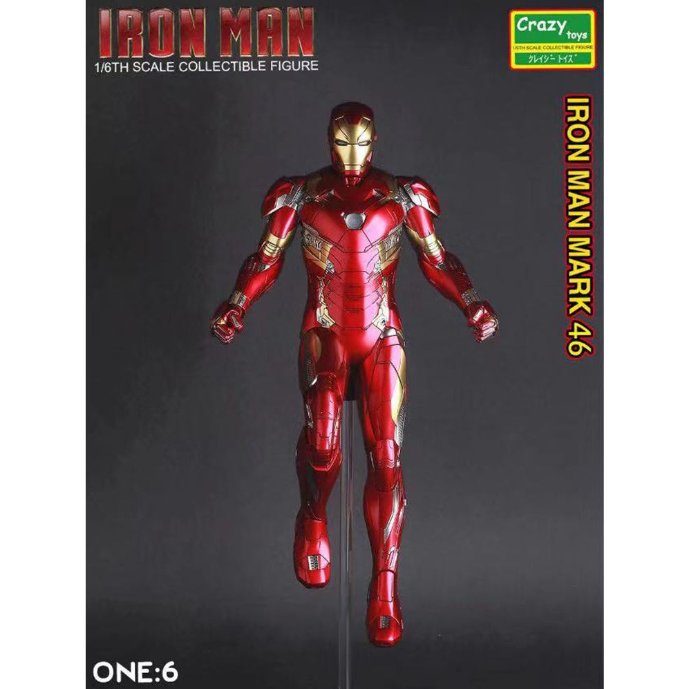 Mô hình Iron Man Tony Stark bộ giáp MK46 chính hãng Crazytoys - Tỷ lệ 1:6 - 30 cm