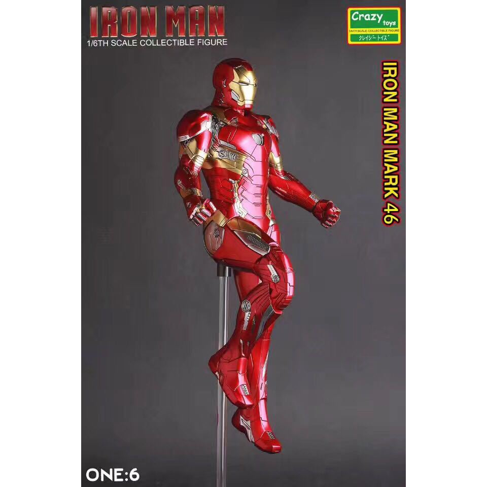 Mô hình Iron Man Tony Stark bộ giáp MK46 chính hãng Crazytoys - Tỷ lệ 1:6 - 30 cm