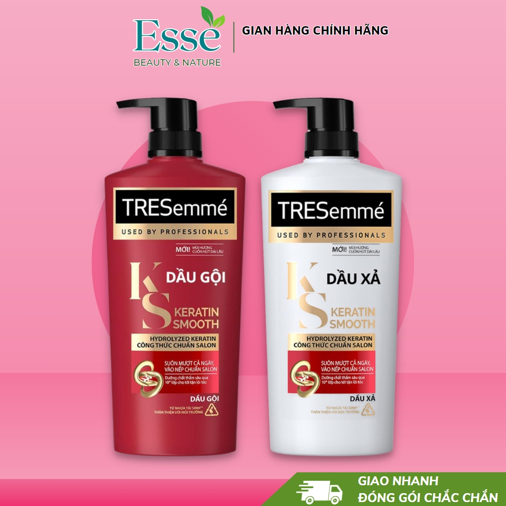 Dầu Gội TRESEMME Keratin Smooth dành cho tóc Khô Xơ Rối - Tinh dầu Argan giúp tóc Suôn Mượt óng ả- CHÍNH HÃNG