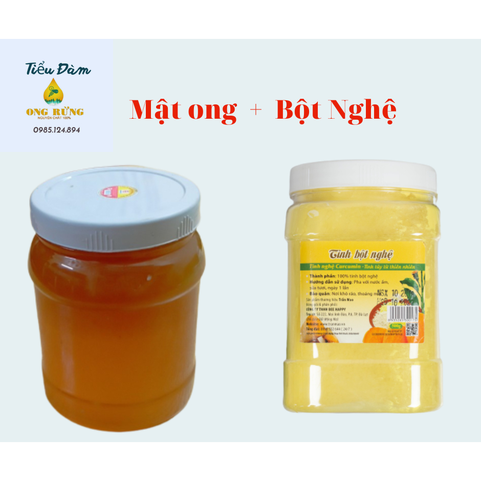Combo Mật ong rừng và tinh bột nghệ MATONGRUNG.TIEUDAM 0.5l mật ong + 0.5kg tinh bột nghệ