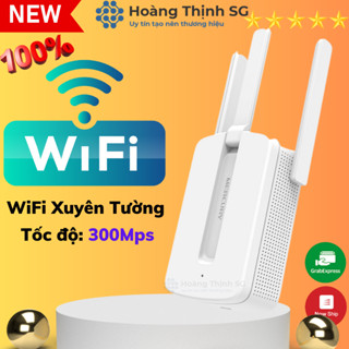 Bộ kích sóng wifi 3 râu Mercury (wireless 300Mbps) cực mạnh, Cục thu phát hút mở rộng sóng wifi