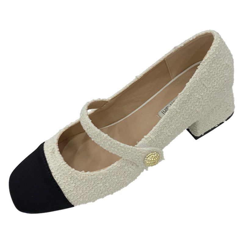 Giày cao gót 5 phân Mary Jane phối mũi thời trang hàng QCcc