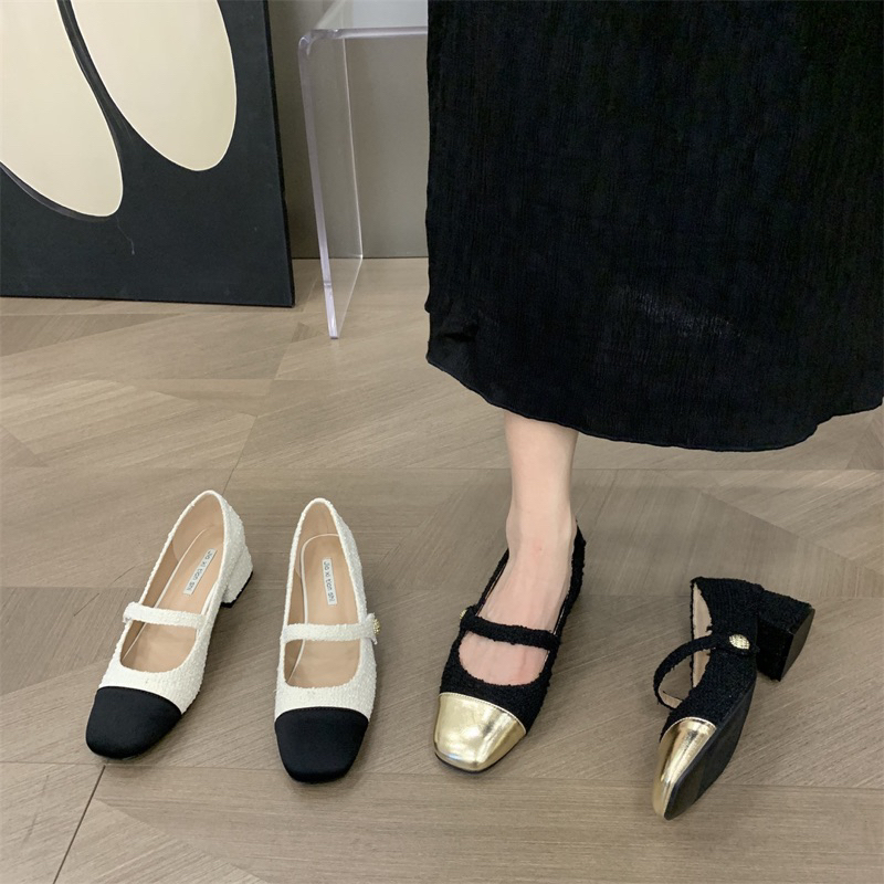 Giày cao gót 5 phân Mary Jane phối mũi thời trang hàng QCcc
