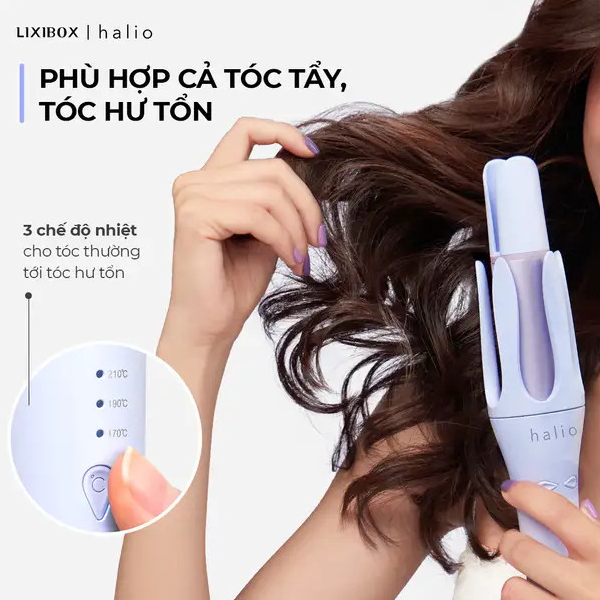 Máy uốn tóc Halio instaCurl Premium Automatic Hair Styler tự động xoay