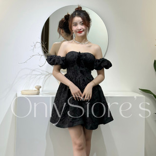 TK045 Đầm gấm cúp dáng xòe tay phồng