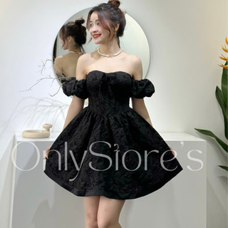 TK045 Đầm gấm cúp dáng xòe tay phồng