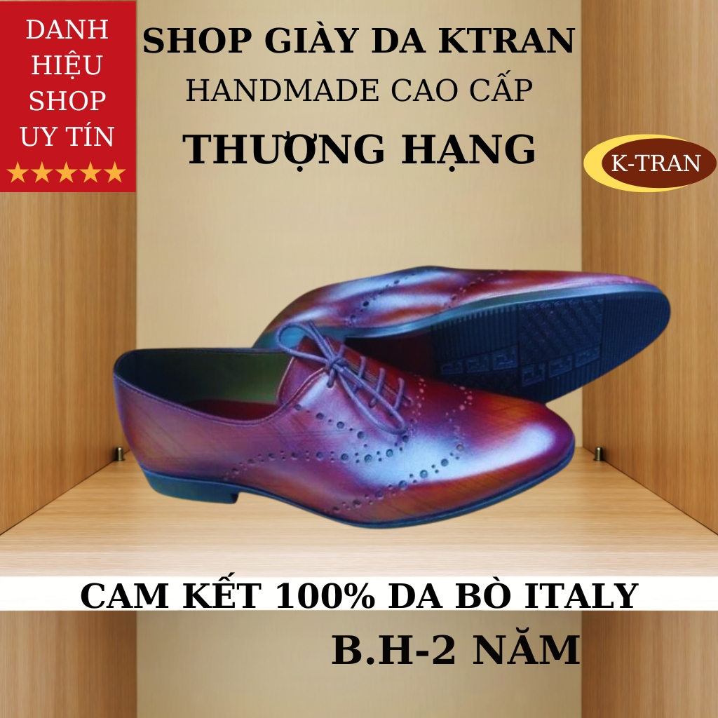 Giày da nam công sở mã K119,giày tây cao cấp,chất liệu da bò nhập khẩu màu nâu