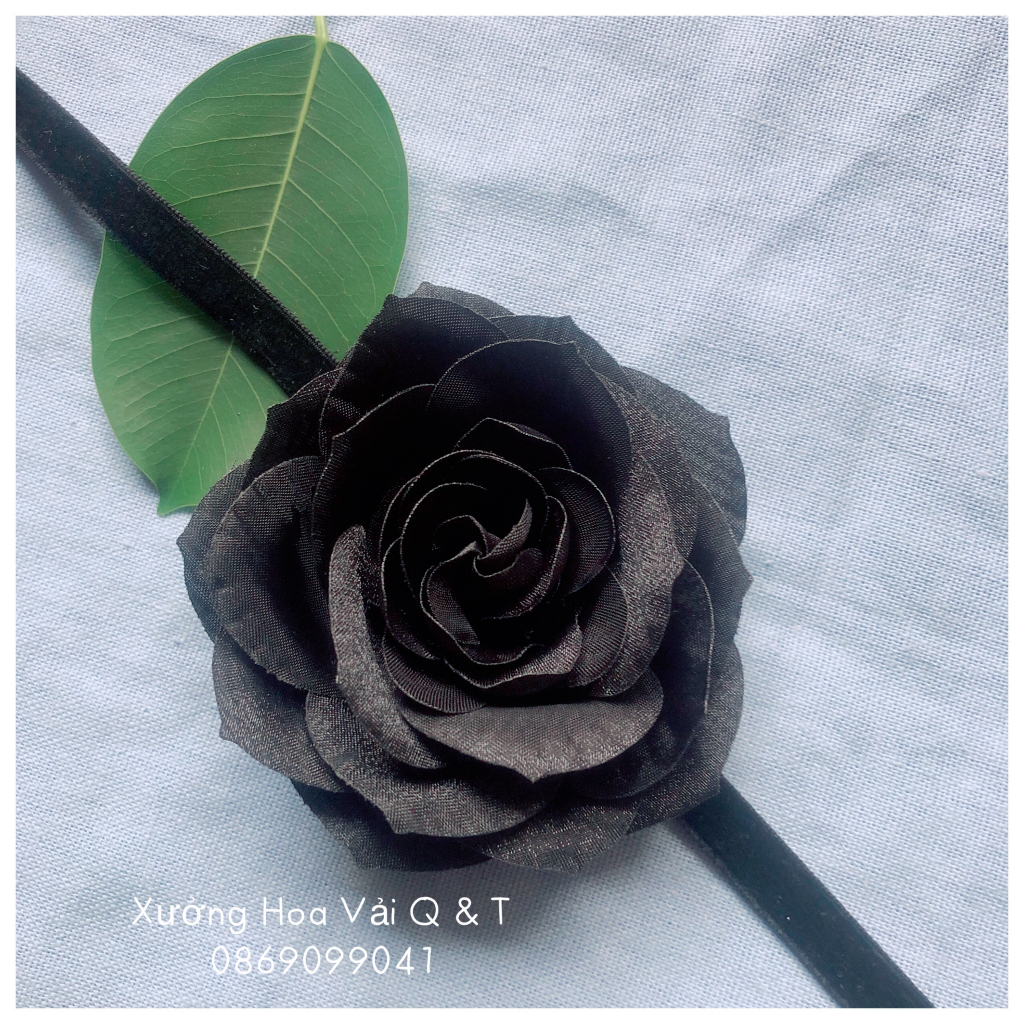 🌸Choker Bông Hồng Đen Bí Ẩn Dây Nhung Dài 1m5 KIÊM BÔNG CÀI ÁO🌸
