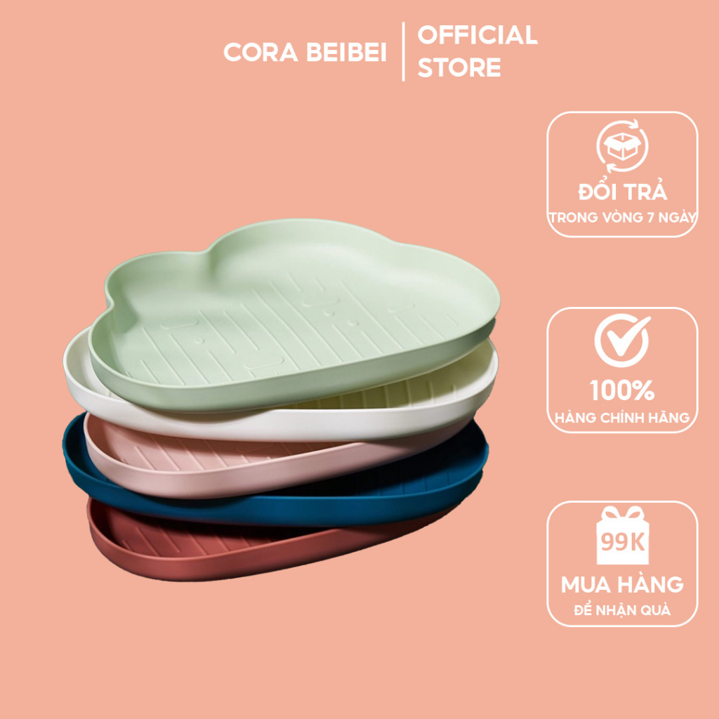 Khay Ăn Dặm Hình Đám Mây Ấm Gift & Decor Đựng Bát Cho Bé Phương Pháp Tập Ăn Kiểu Nhật Có Thể Chứa 3,4 Chén 150ml