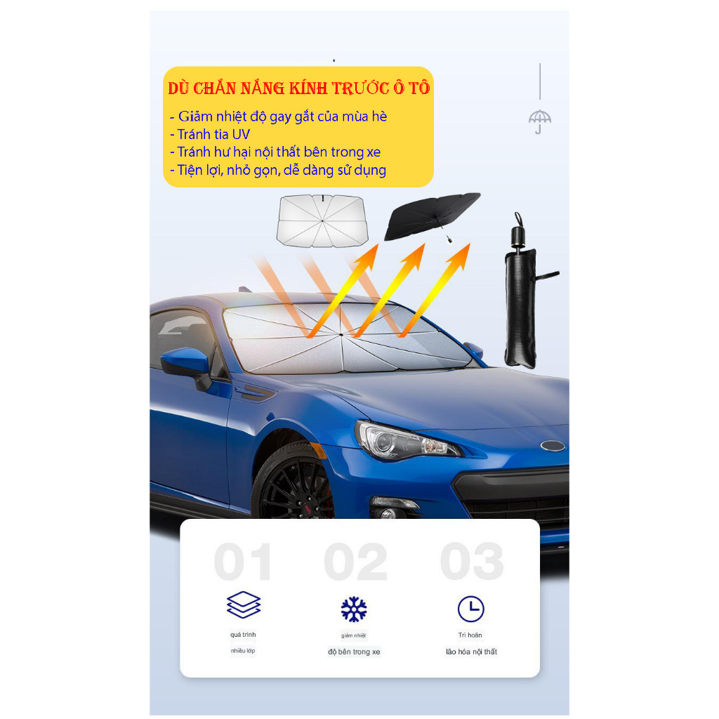 Dù Chắn Nắng Ô Chắn Nắng Kính Trước Ô Tô Phủ Bạc Chống Hỏng Nội Thất Chống Tia UV Bên Trong Ô Tô Xe Hơi | BigBuy360 - bigbuy360.vn
