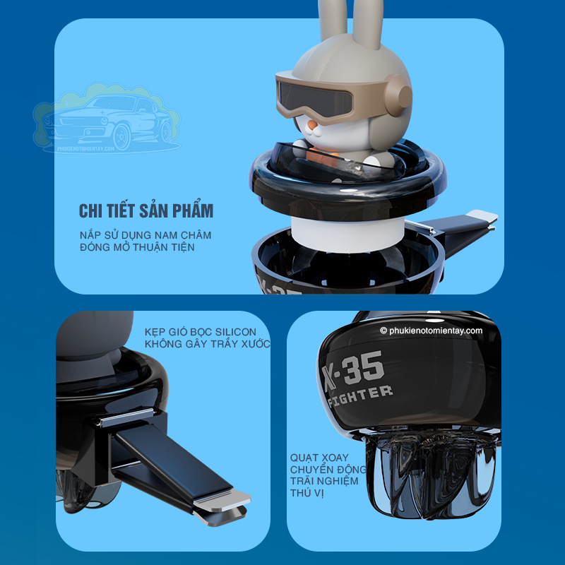 Sáp Thơm Ô tô Cao Cấp, Mô Hình Thỏ Phi Thuyền, Khuếch Tán Hương Thơm, Khử Mùi Ô tô 5