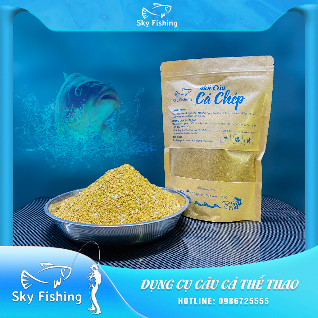 Mồi câu cá chép Sky Fishing - Cám cá chép ngũ cốc tự nhiên an toàn cho da tay