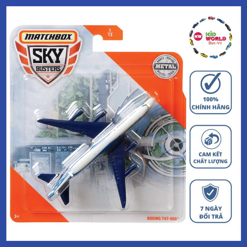 Máy bay mô hình Matchbox Sky Busters Series Boeing 747-400 DVR17.