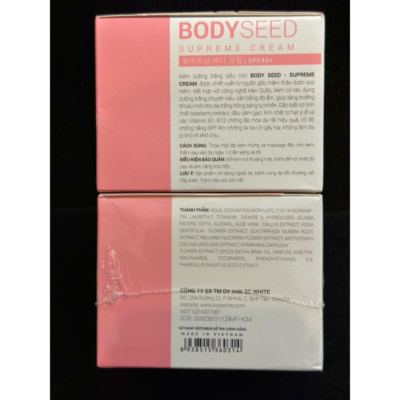 KEM BODY MẦM SICA WHITE BODY SEED Dưỡng Trắng Da Body .
