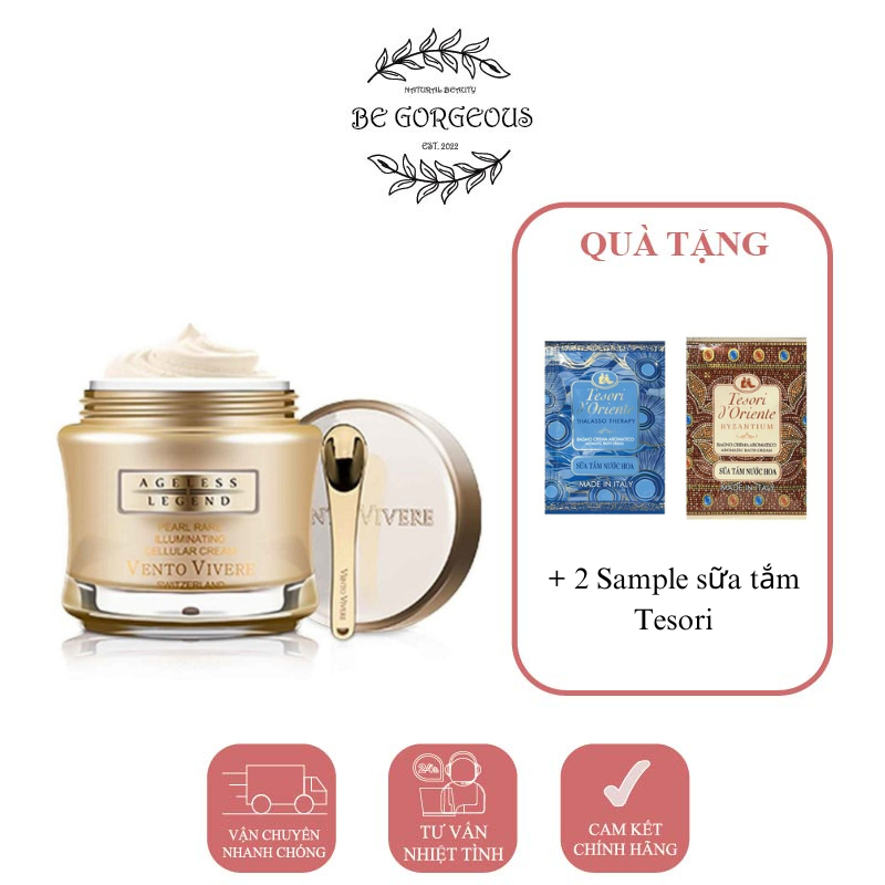 Kem dưỡng trắng da Vento Vivere Pearl Rare Illuminating Cellular Cream Thụy Sĩ 30g- Be Gorgeous