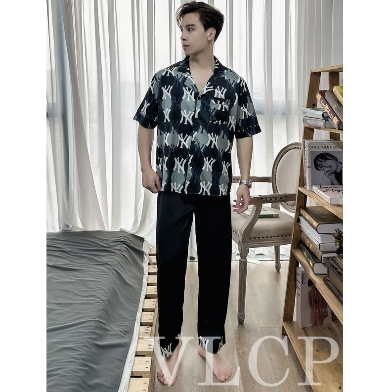 Bộ đồ nam Pijama mặc nhà phù hợp với  mọi dáng người, lụa cao cấp, hoa văn sang trọng NY31 - VLCP | BigBuy360 - bigbuy360.vn