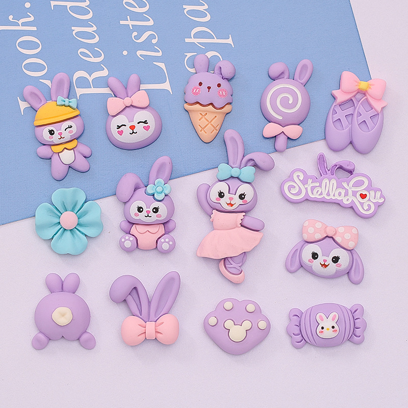 Jibbitz, Sticker Gắn Dép Crosc Hình Thỏ Bale Tím, Kem, Kẹo Xinh Xắn