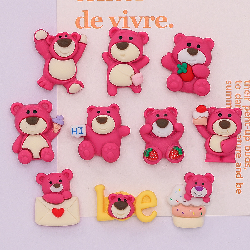 Jibbittz, Sticker Gắn Dép Crosc Gấu Dâu Hồng Độc Đáo