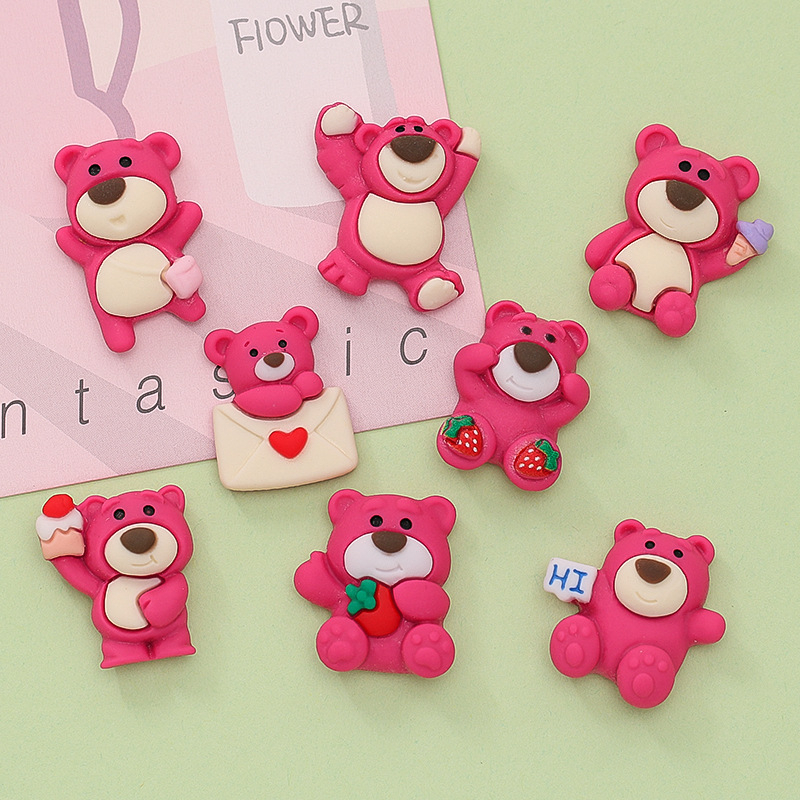 Jibbittz, Sticker Gắn Dép Crosc Gấu Dâu Hồng Độc Đáo