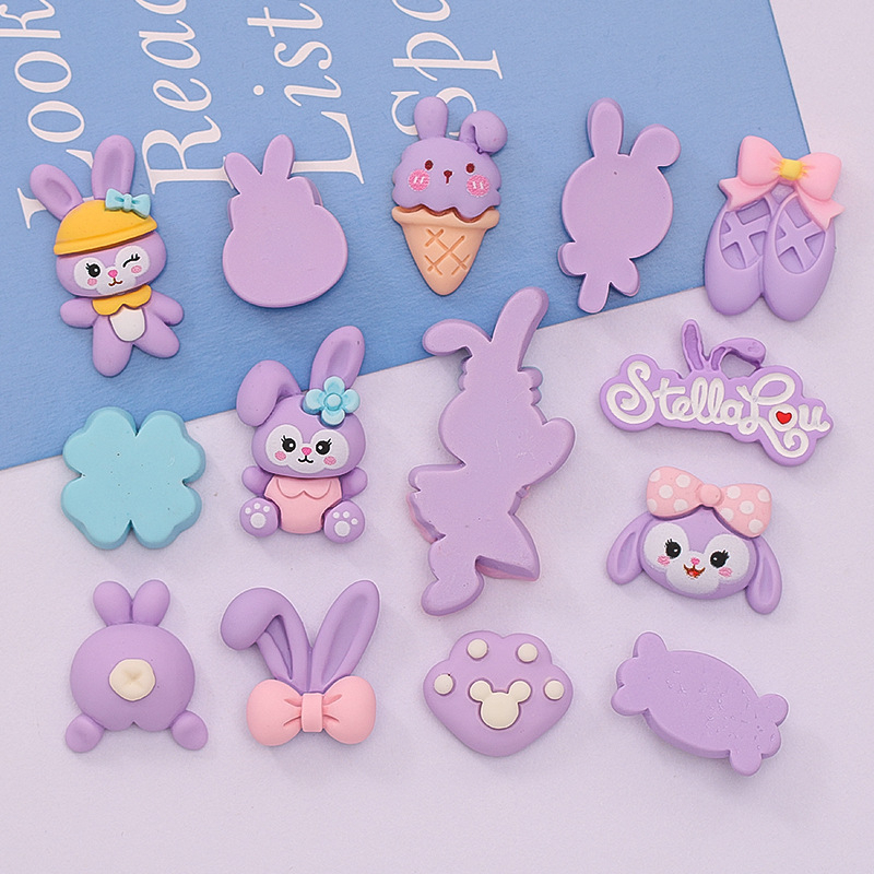 Jibbitz, Sticker Gắn Dép Crosc Hình Thỏ Bale Tím, Kem, Kẹo Xinh Xắn