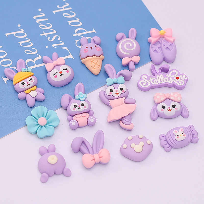 Jibbitz, Sticker Gắn Dép Crosc Hình Thỏ Bale Tím, Kem, Kẹo Xinh Xắn
