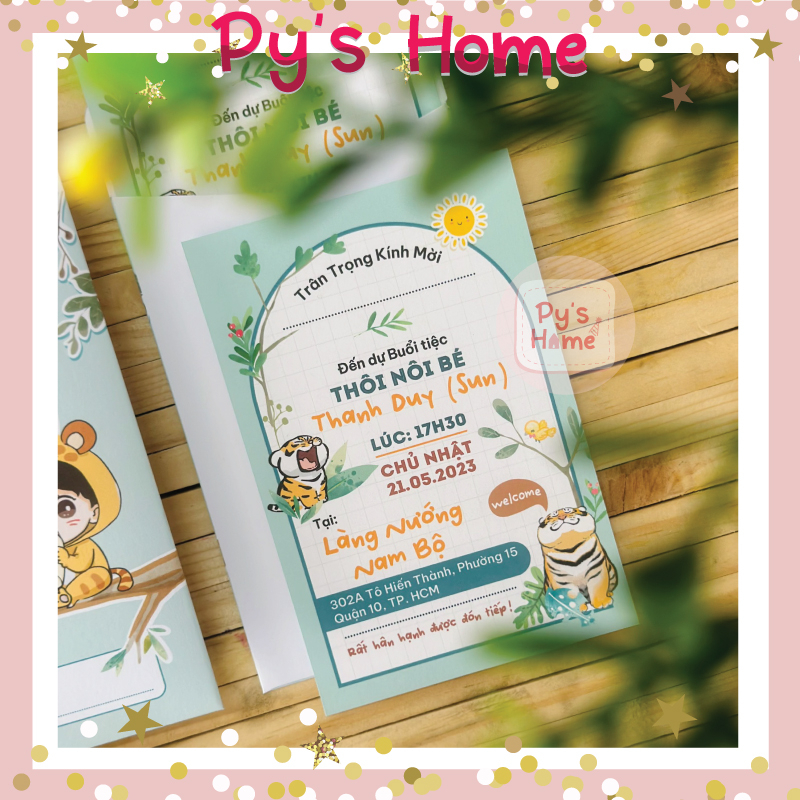 THIỆP THÔI NÔI - SINH NHẬT BÉ TRAI CUTE  XANH LÁ - GIÁ 1 THIỆP