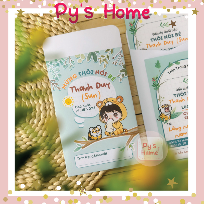 THIỆP THÔI NÔI - SINH NHẬT BÉ TRAI CUTE  XANH LÁ - GIÁ 1 THIỆP