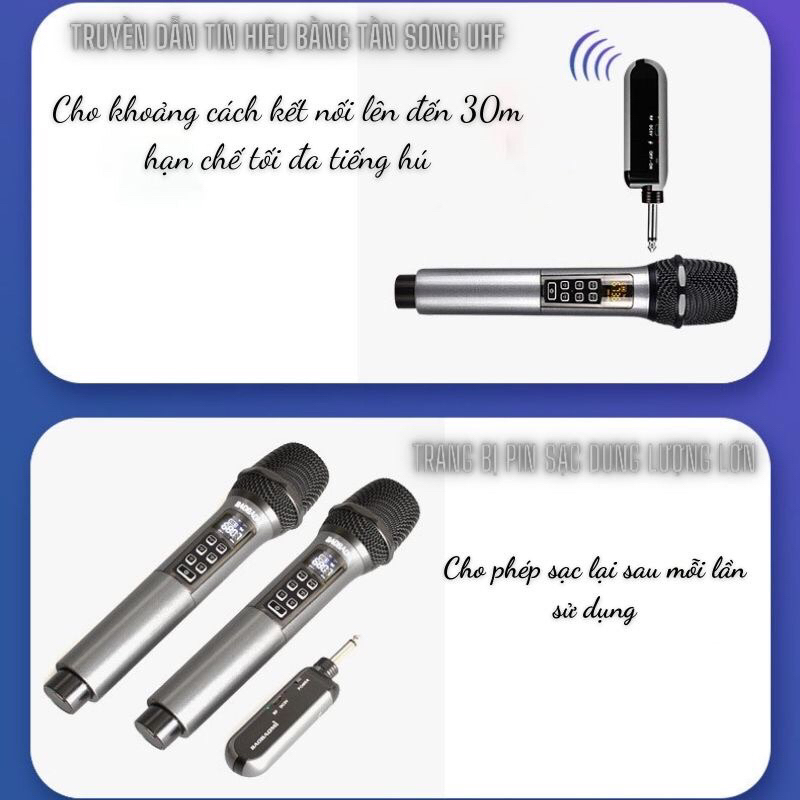Micro karaoke đa năng UHF Baobaomi - hàng nhập khẩu loại xịn, mic hút hơi mạnh, hát nhé, tiếng sáng và ấm, chống hú