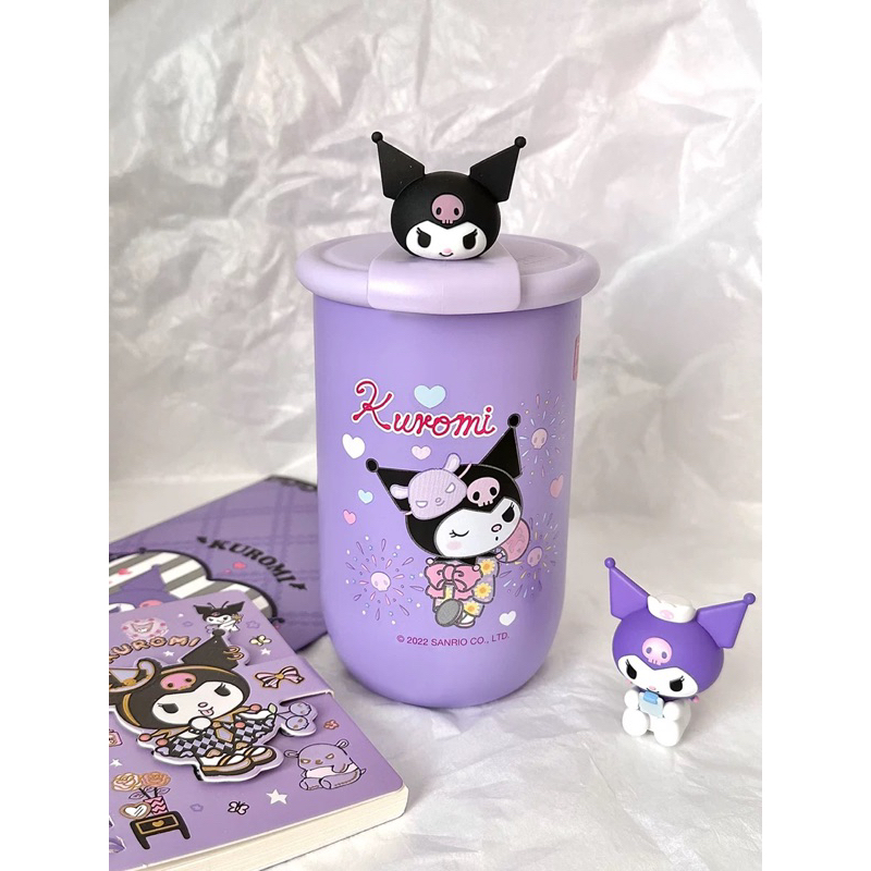 Bình / Ly giữ nhiệt Sanrio Kuromi búp bê 3D gắn trên nắp đáng yêu , dễ thương
