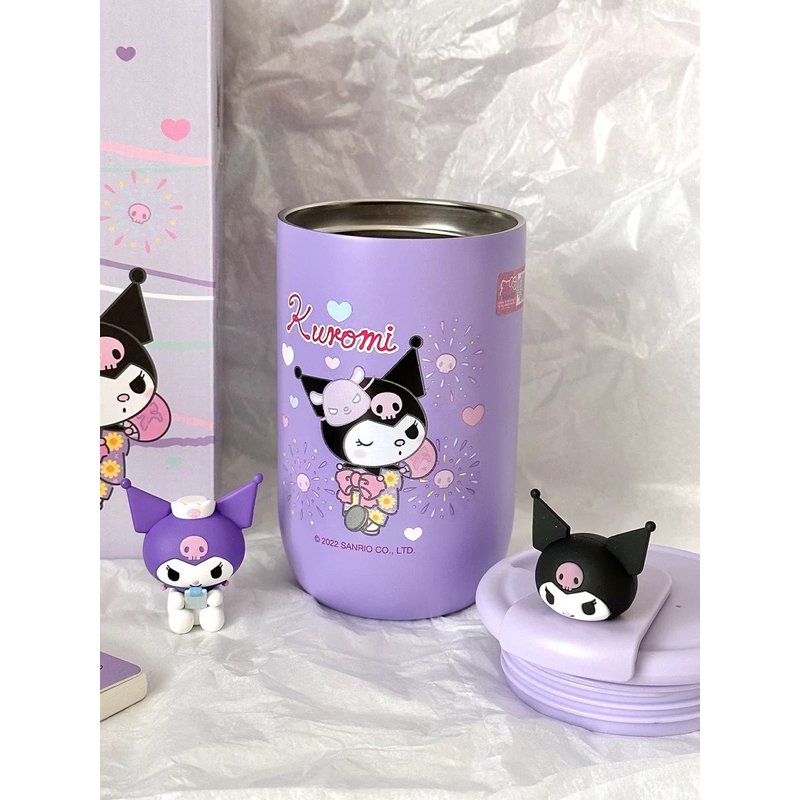 Bình / Ly giữ nhiệt Sanrio Kuromi búp bê 3D gắn trên nắp đáng yêu , dễ thương