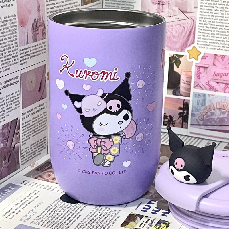 Bình / Ly giữ nhiệt Sanrio Kuromi búp bê 3D gắn trên nắp đáng yêu , dễ thương
