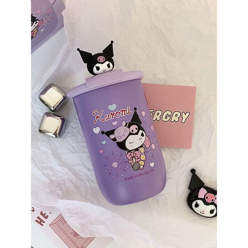 Bình / Ly giữ nhiệt Sanrio Kuromi búp bê 3D gắn trên nắp đáng yêu , dễ thương