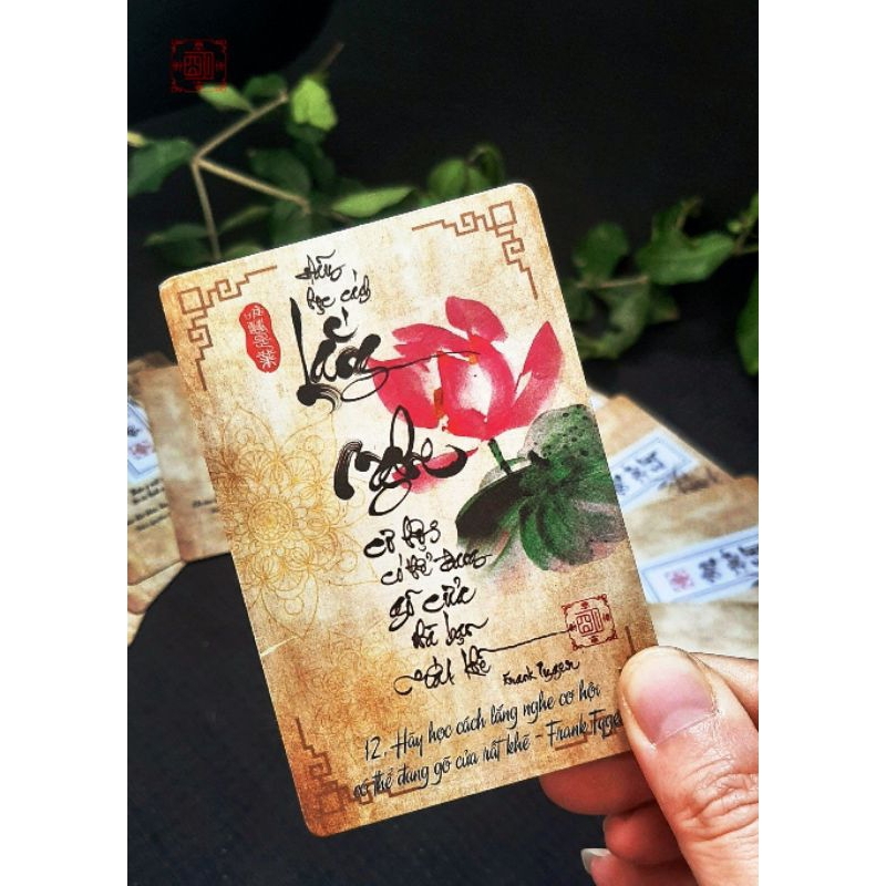 Bộ bài thư pháp LỜI HIỀN THIỆN | 102 lá | 6,7cm x 10cm | Lá duyên