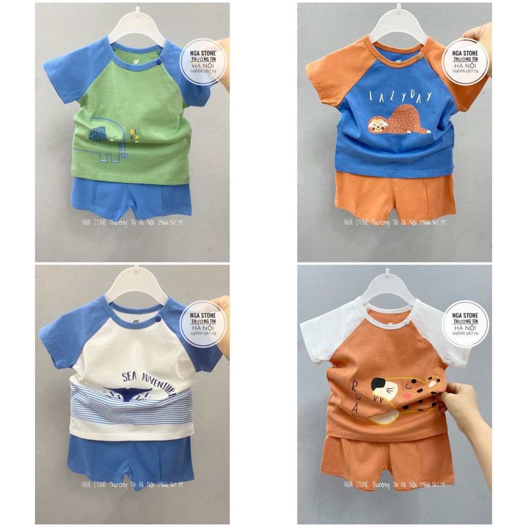 Bộ cộc tay cài vai raglan hoạ tiết LULLABY cho bé trai (NH135V)